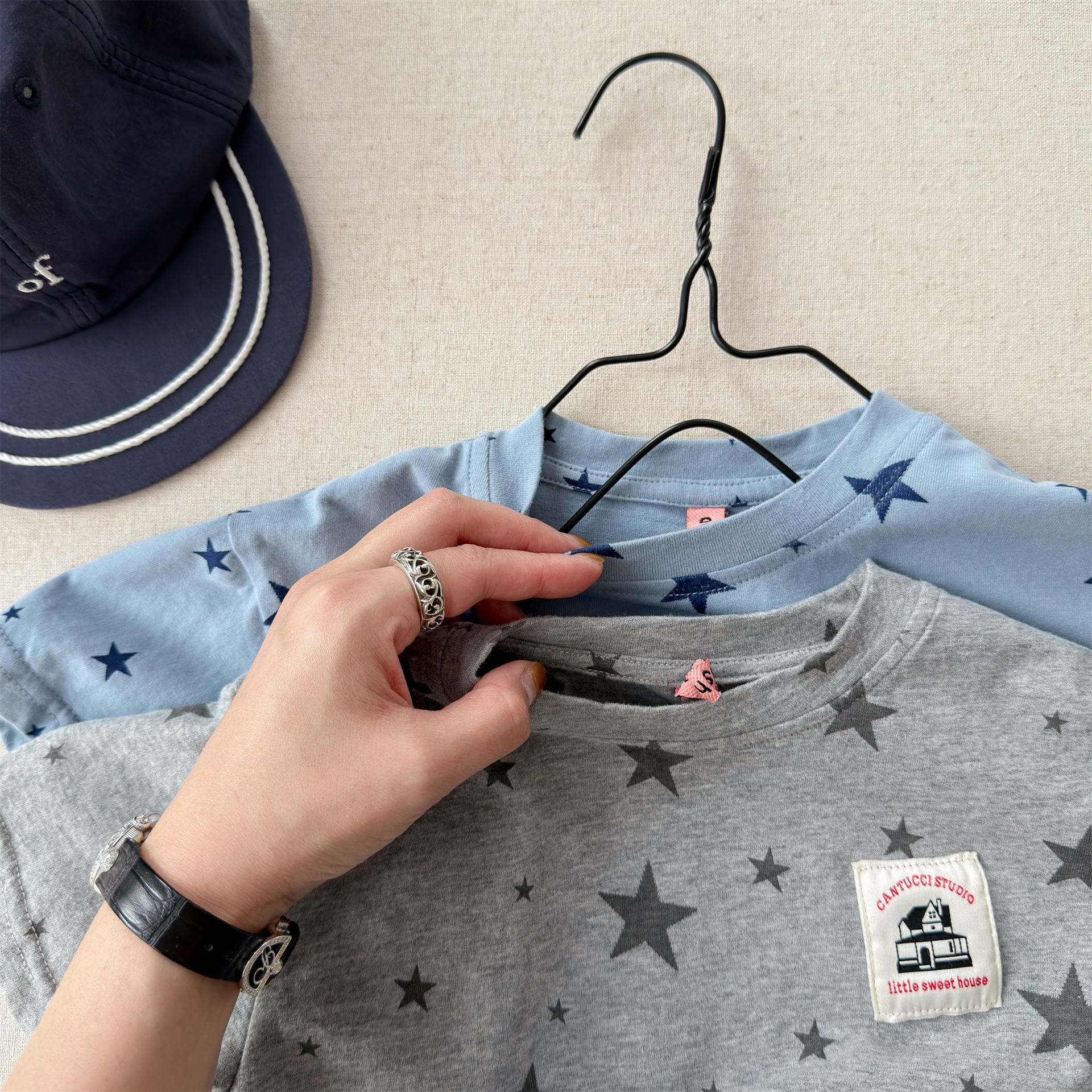 Star Print Crew Neck T-Shirt スタープリント 半袖Tシャツ【mh0013227】 ADbaby 半袖Tシャツ
