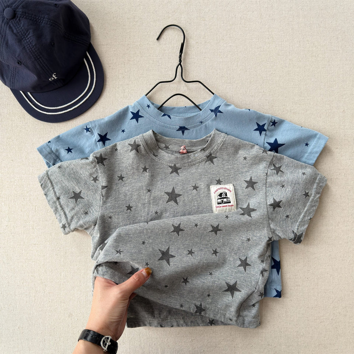 Star Print Crew Neck T-Shirt スタープリント 半袖Tシャツ【mh0013227】 ADbaby 半袖Tシャツ