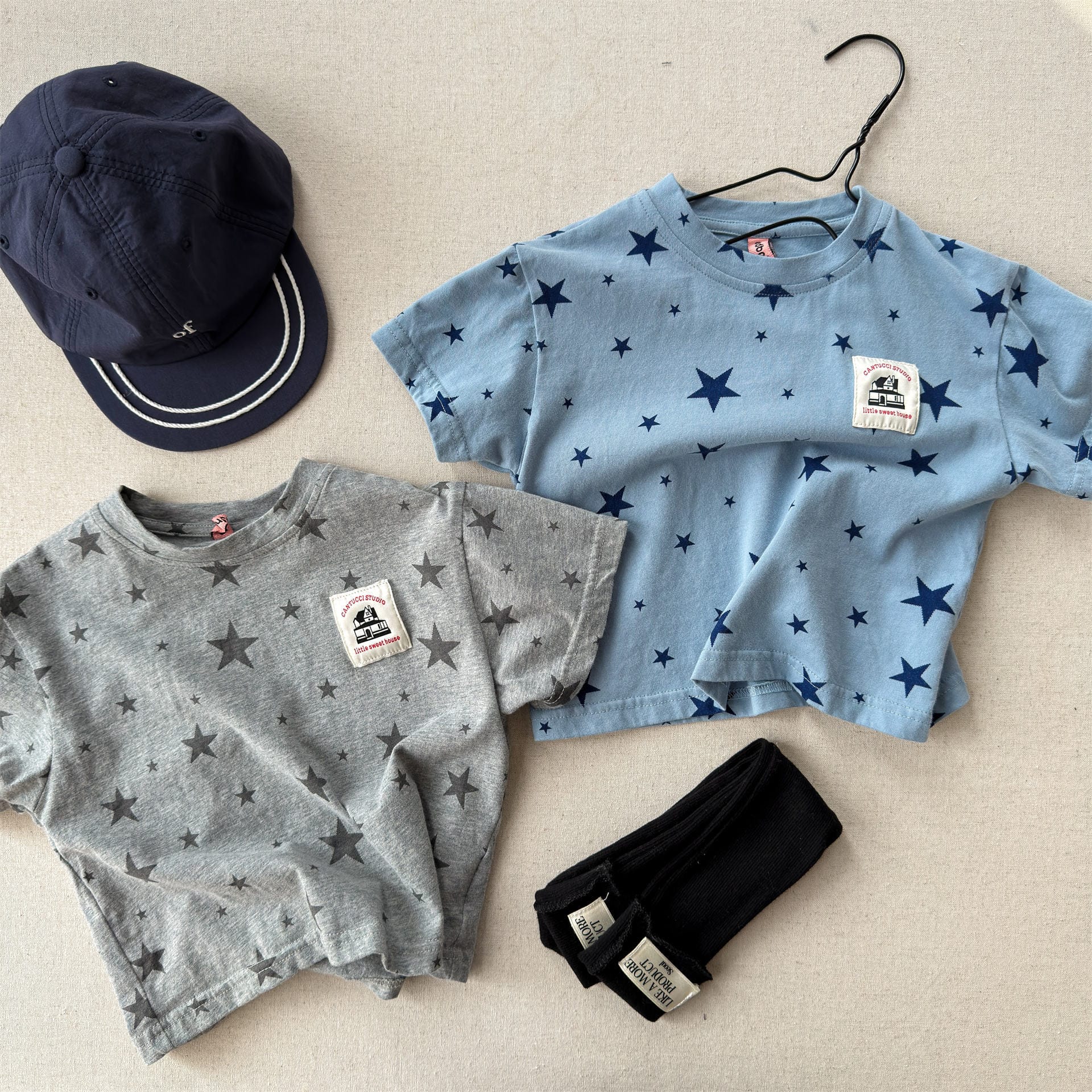 Star Print Crew Neck T-Shirt スタープリント 半袖Tシャツ【mh0013227】 ADbaby 半袖Tシャツ