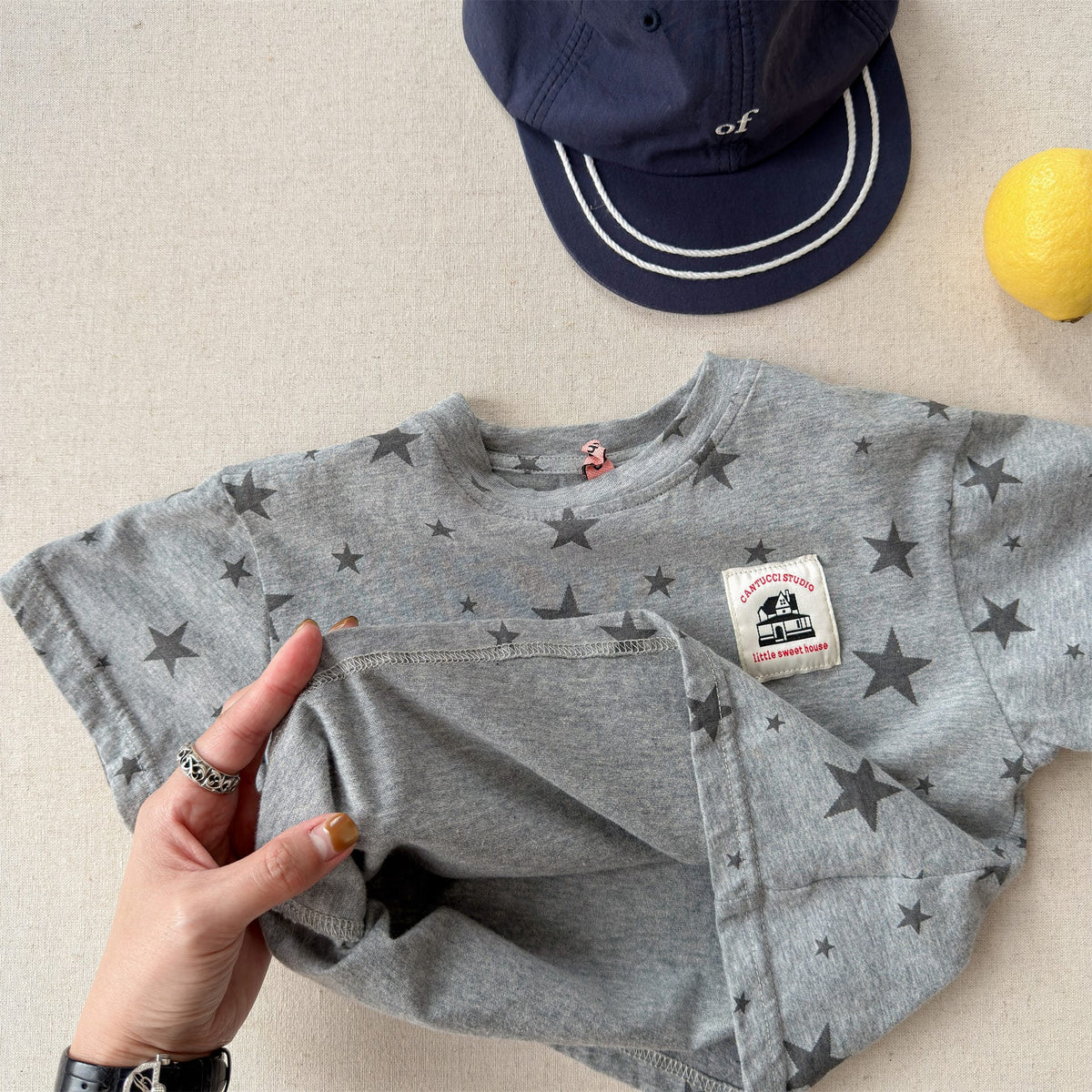 Star Print Crew Neck T-Shirt スタープリント 半袖Tシャツ【mh0013227】 ADbaby 半袖Tシャツ