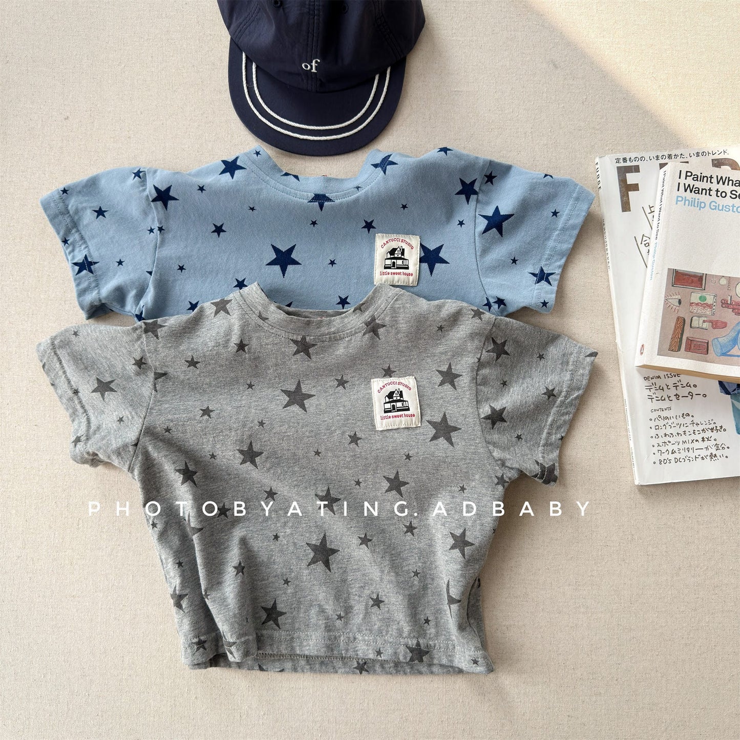 Star Print Crew Neck T-Shirt スタープリント 半袖Tシャツ【mh0013227】 ADbaby 半袖Tシャツ