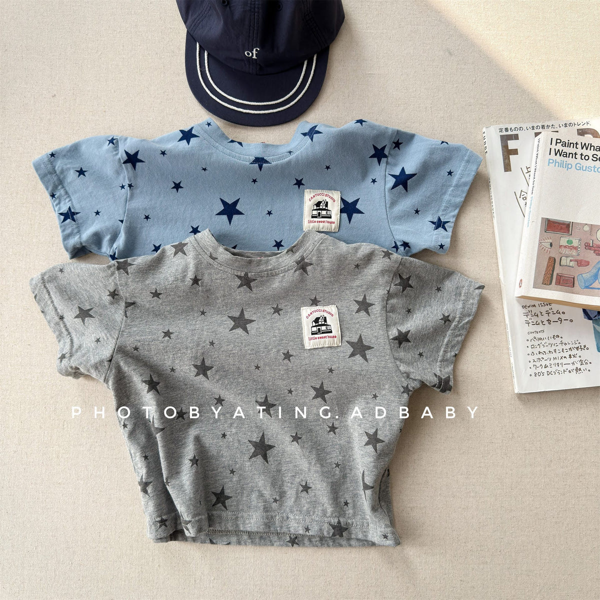 Star Print Crew Neck T-Shirt スタープリント 半袖Tシャツ【mh0013227】 ADbaby 半袖Tシャツ