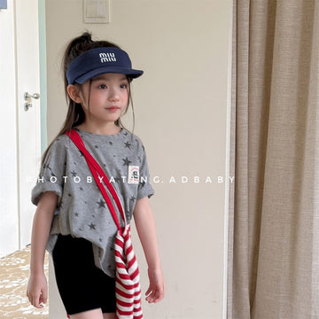 Star Print Crew Neck T-Shirt スタープリント 半袖Tシャツ【mh0013227】 ADbaby 半袖Tシャツ