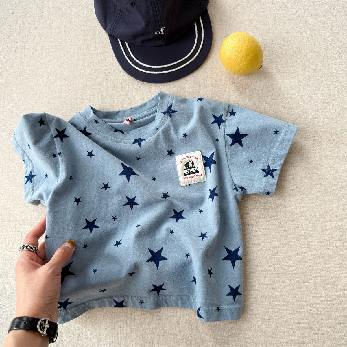 Star Print Crew Neck T-Shirt スタープリント 半袖Tシャツ【mh0013227】 Blue / 80cm ADbaby 半袖Tシャツ