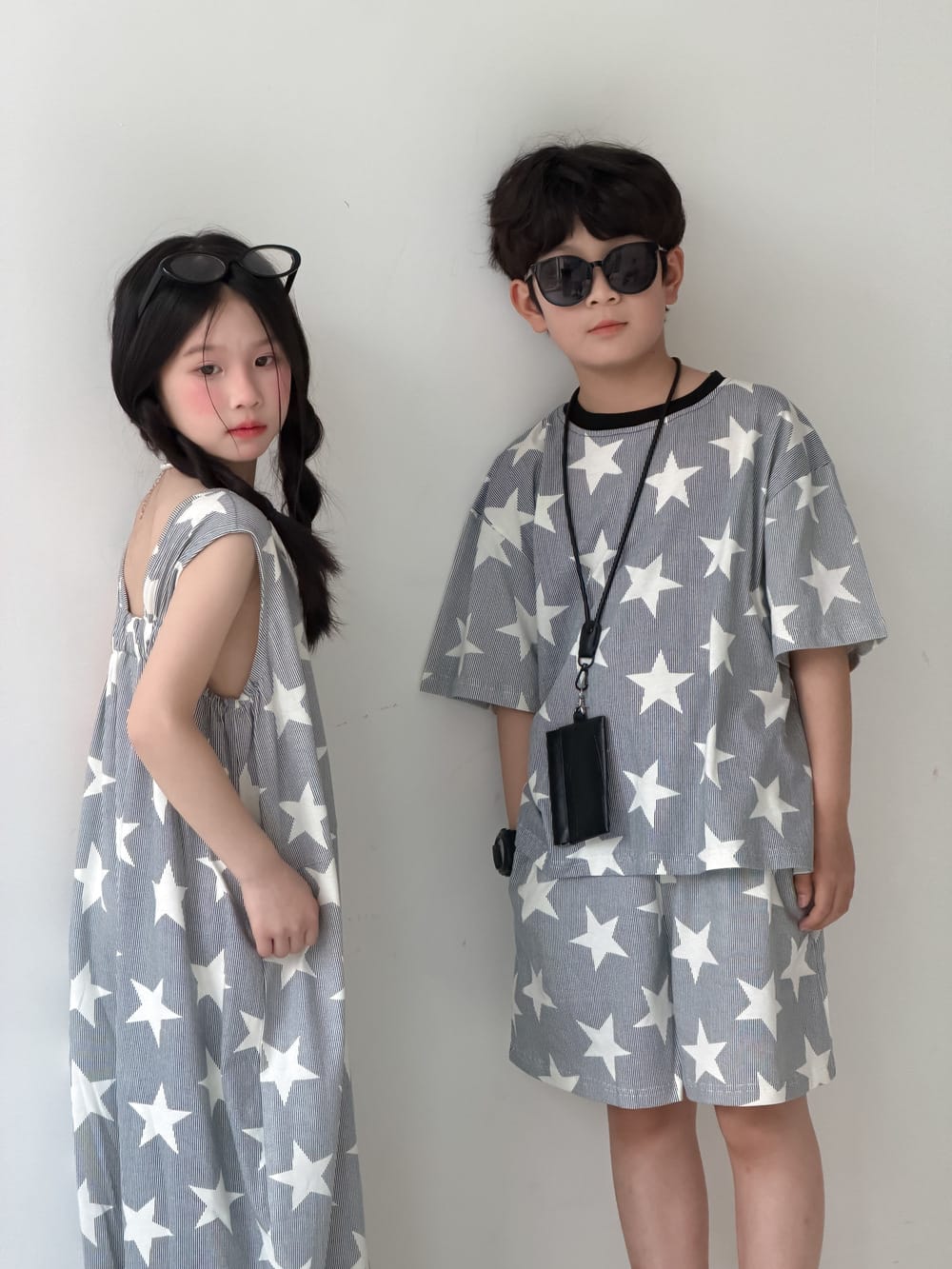 Star Print Separates スター 半袖Tシャツ ショートパンツ ノースリーブオールインワン【mh0013126】 KUMAI.KIDS 半袖セットアップ