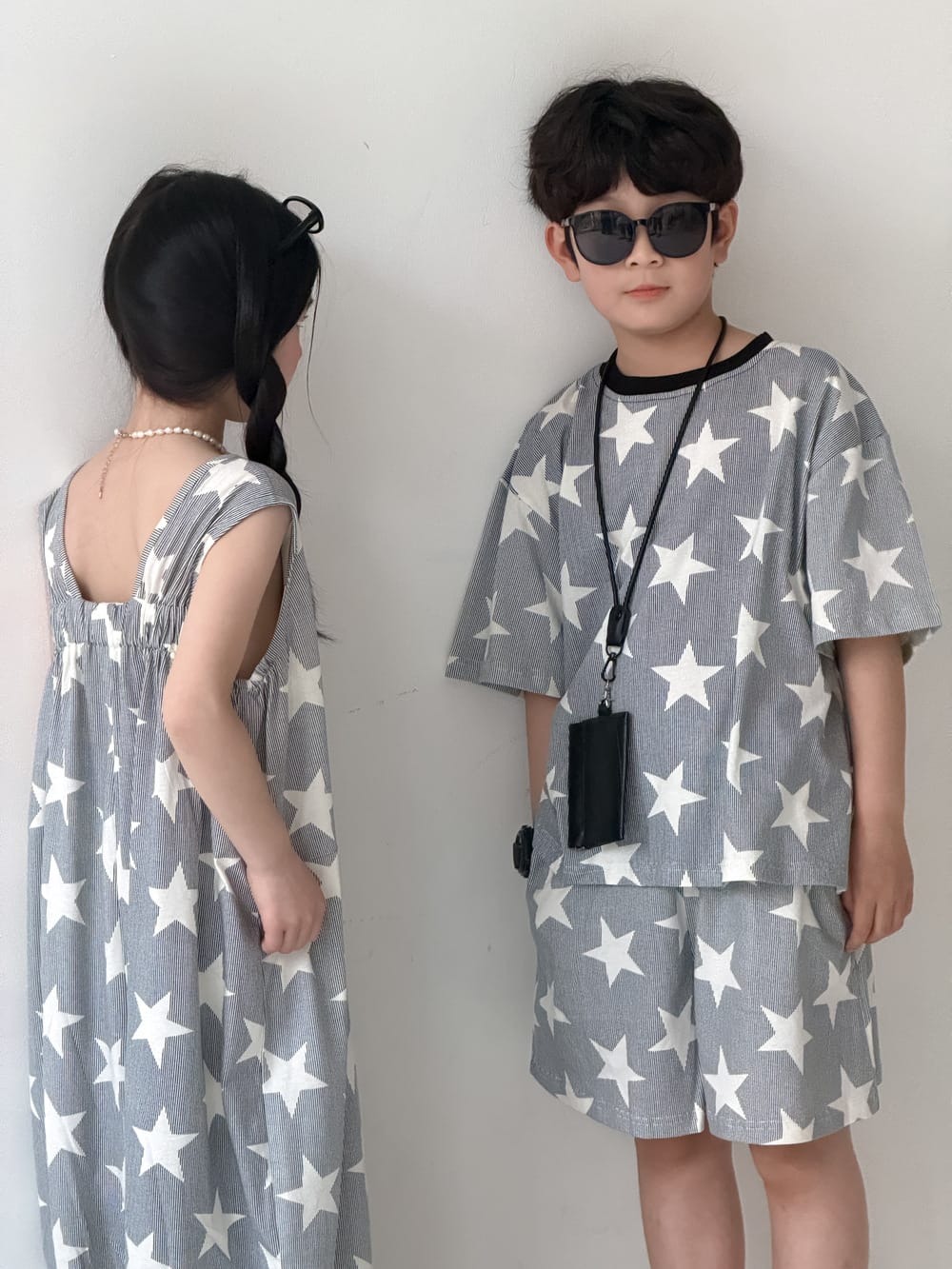 Star Print Separates スター 半袖Tシャツ ショートパンツ ノースリーブオールインワン【mh0013126】 KUMAI.KIDS 半袖セットアップ
