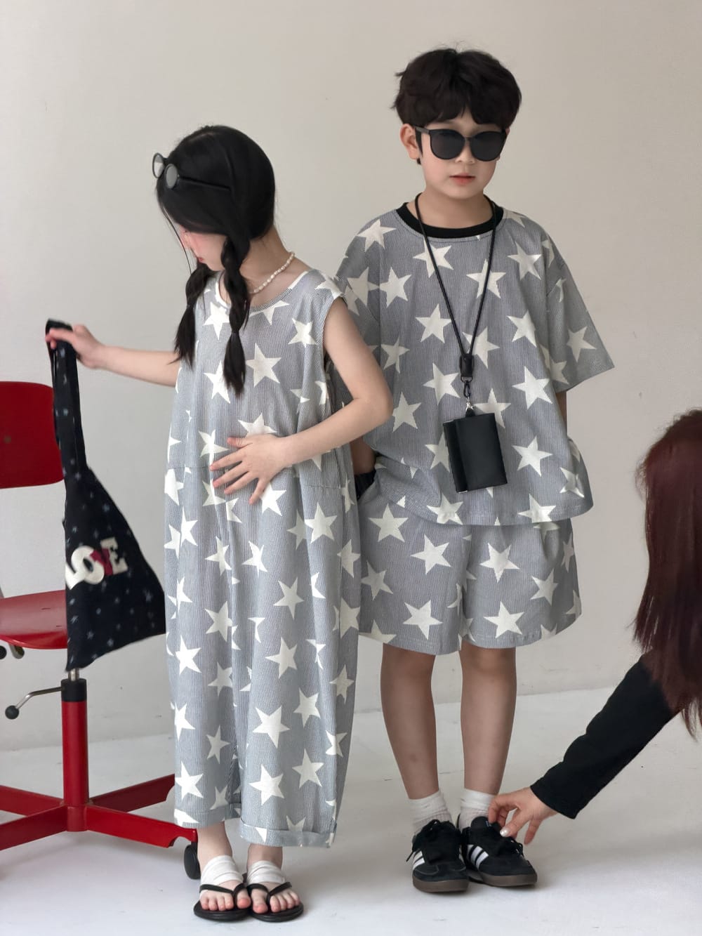 Star Print Separates スター 半袖Tシャツ ショートパンツ ノースリーブオールインワン【mh0013126】 KUMAI.KIDS 半袖セットアップ