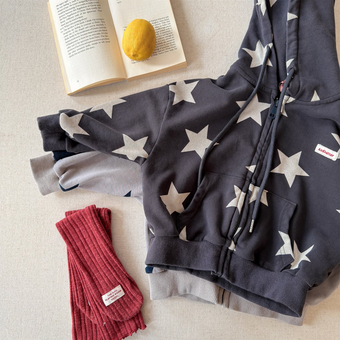 Star Print Zip Up Hoodie 星柄 プリント ジップアップ パーカー【mh0012448】 ADbaby カーディガン・パーカー