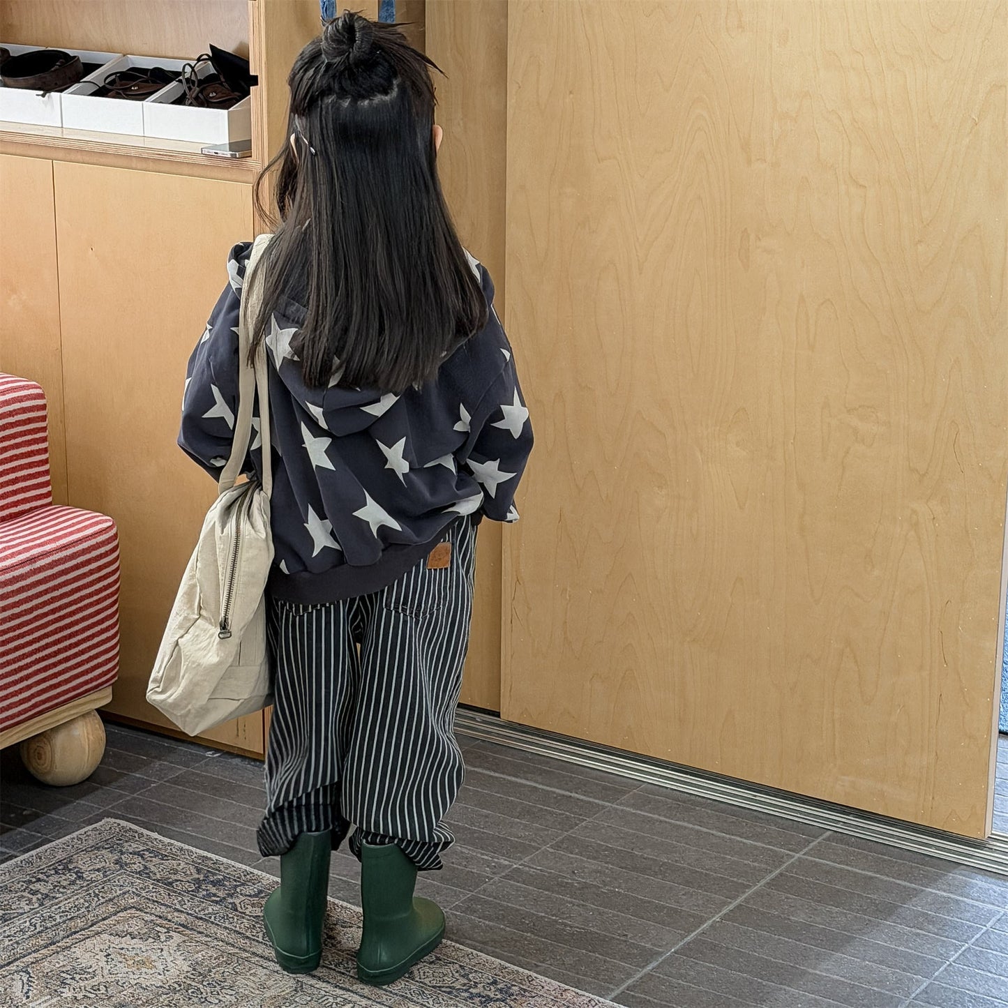 Star Print Zip Up Hoodie 星柄 プリント ジップアップ パーカー【mh0012448】 ADbaby カーディガン・パーカー