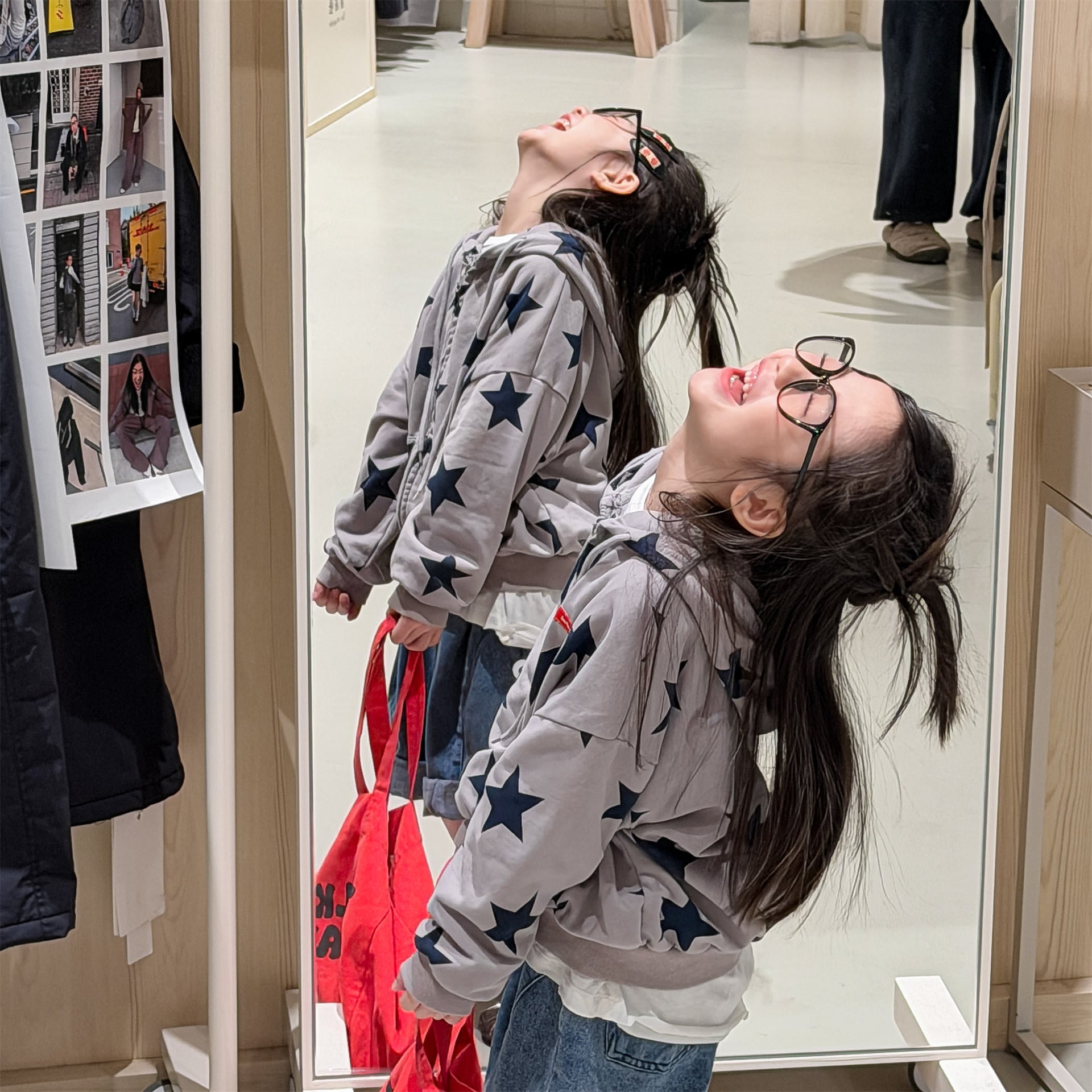 Star Print Zip Up Hoodie 星柄 プリント ジップアップ パーカー【mh0012448】 ADbaby カーディガン・パーカー
