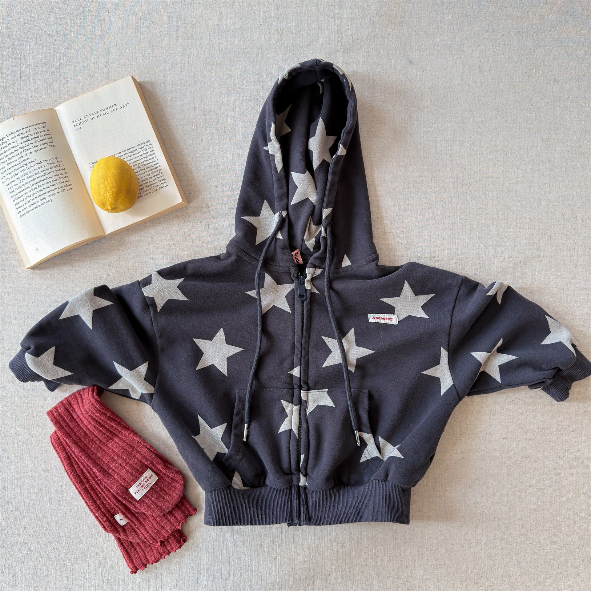 Star Print Zip Up Hoodie 星柄 プリント ジップアップ パーカー【mh0012448】 Dark Grey / 80cm ADbaby カーディガン・パーカー