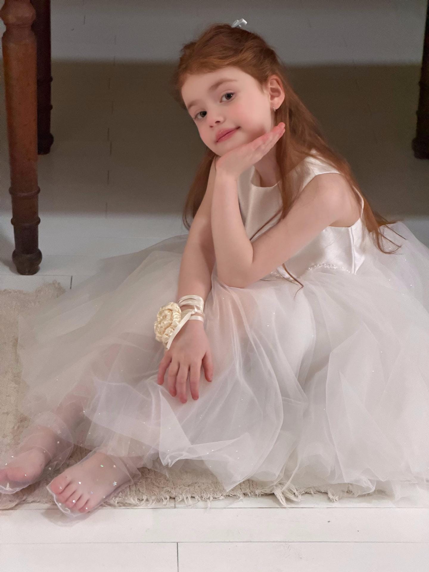 Starlight Tulle Princess Dress ホワイト ノースリーブワンピース【mh0012889】 Jianzidan ノースリーブワンピース
