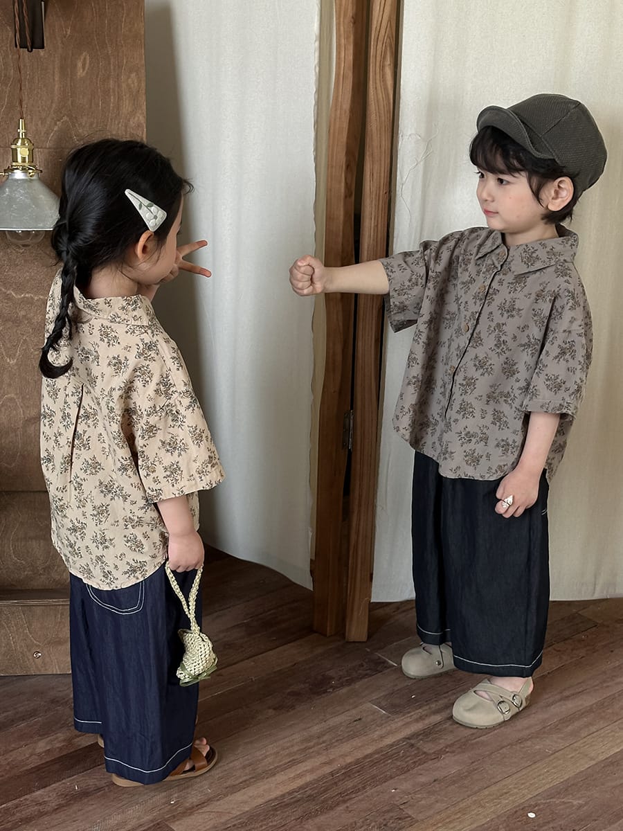 Stitch Contrast Denim Cropped Pants ステッチ クロップドパンツ【mh0013469】 Jiaye Kids デニムパンツ