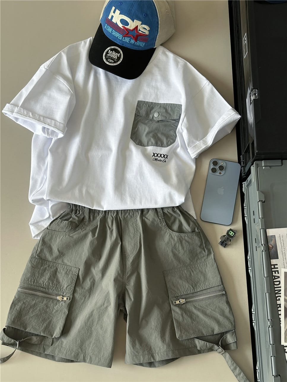 Strap Cargo Shorts ワークポケット ハーフパンツ【mh0012966】 snidols ハーフパンツ・ショートパンツ