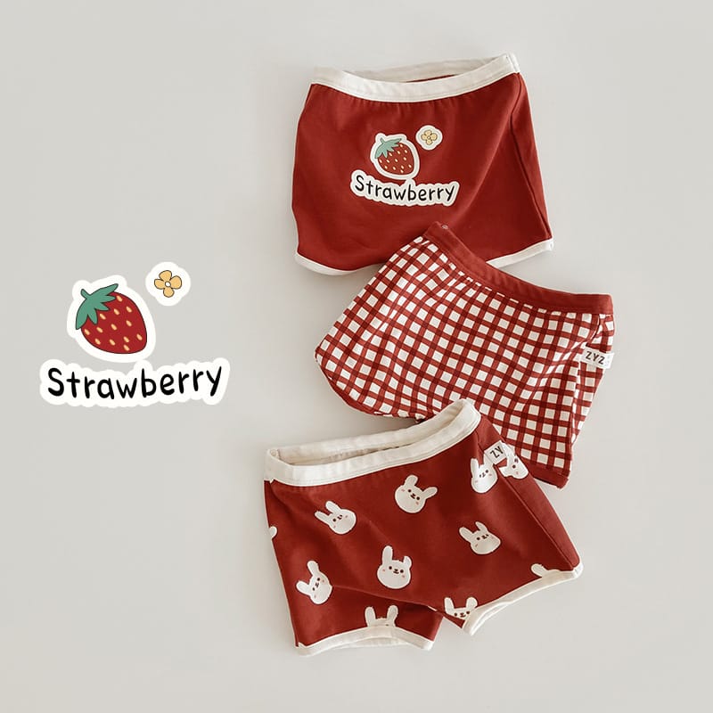 Strawberry Bear Printed Cotton Underwear ストロベリー ショーツ 下着 3枚セット【mh0013554】 mamahalo accessory 幼児用下着