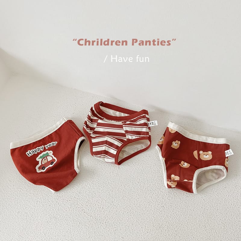 Strawberry Bear Printed Cotton Underwear ストロベリー ショーツ 下着 3枚セット【mh0013554】 mamahalo accessory 幼児用下着