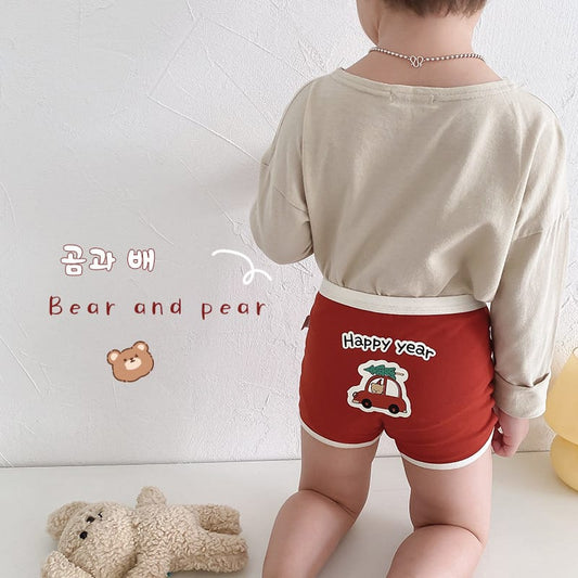 Strawberry Bear Printed Cotton Underwear ストロベリー ショーツ 下着 3枚セット【mh0013554】 mamahalo accessory 幼児用下着