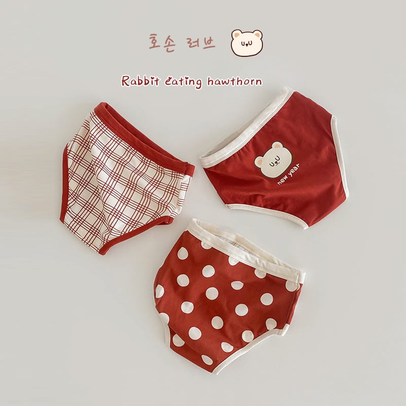 Strawberry Bear Printed Cotton Underwear ストロベリー ショーツ 下着 3枚セット【mh0013554】 N092 Boy Triangle / S mamahalo accessory 幼児用下着