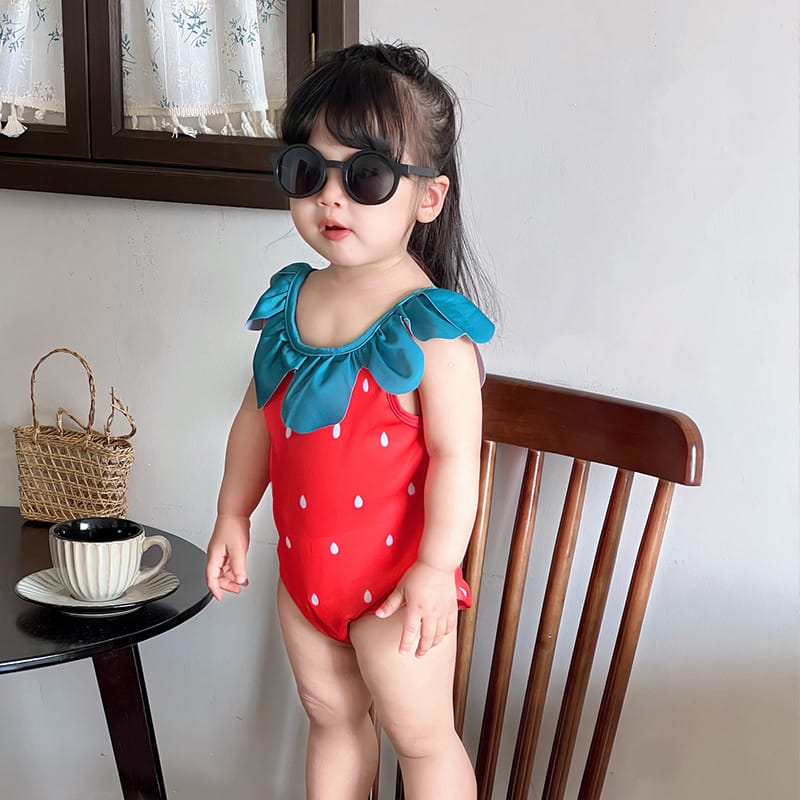 Strawberry Camisole One-Piece Swimwear Swimcap Set いちご ワンピース水着【mh0013344】 mamahalo kids ベビー用水着