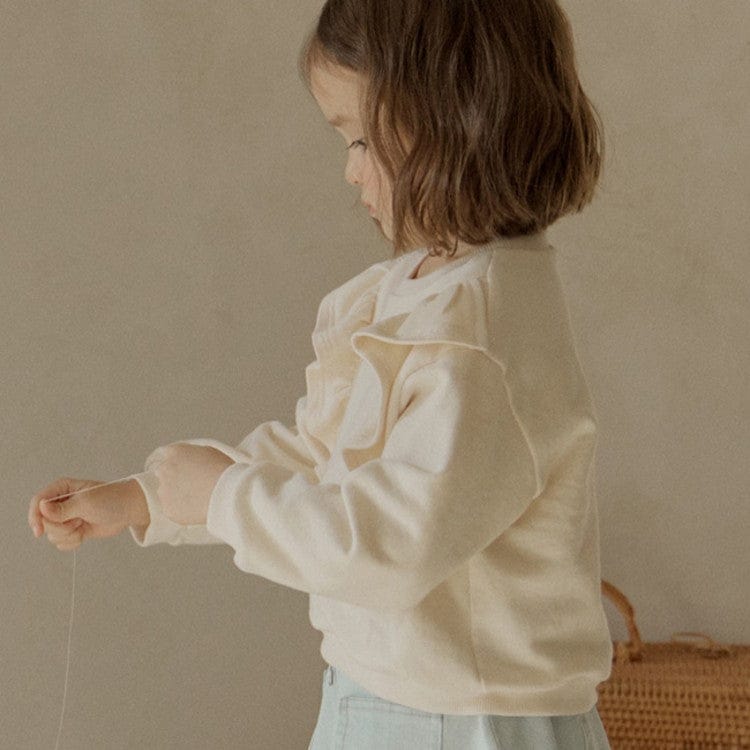 トレーナー・フーディ Apricot / 90cm ショルダーフリルスウェットシャツ ラウンドネックプルオーバー 長袖トップス【mh0010829】