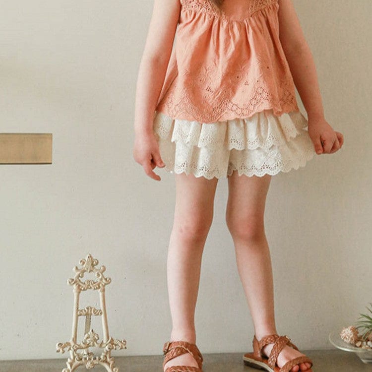 ハーフパンツ・ショートパンツ Beige / 90cm レースフリルサマーショートパンツ【mh0009634】