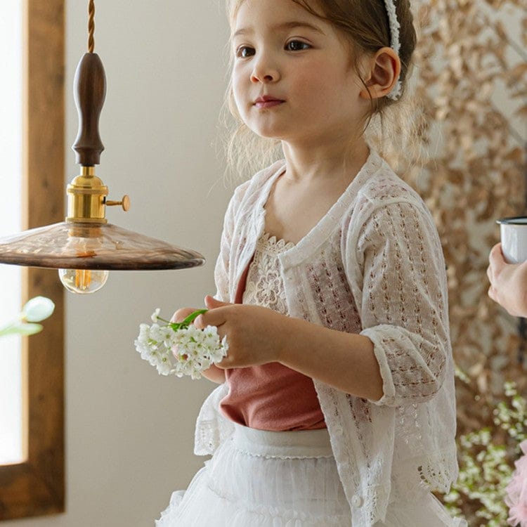 カーディガン・パーカー Beige / 90cm レースニット透かし編みカーディガン【mh0009637】