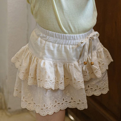ハーフパンツ・ショートパンツ Beige / 90cm スカラップレースフリルショートパンツ【mh0009657】