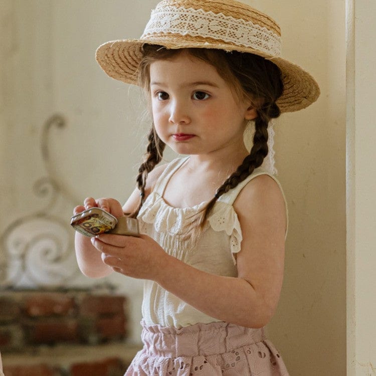 タンクトップ・キャミソール・ノースリーブトップス Beige / 90cm レースフリルエッジキャミソールトップス【mh0010275】