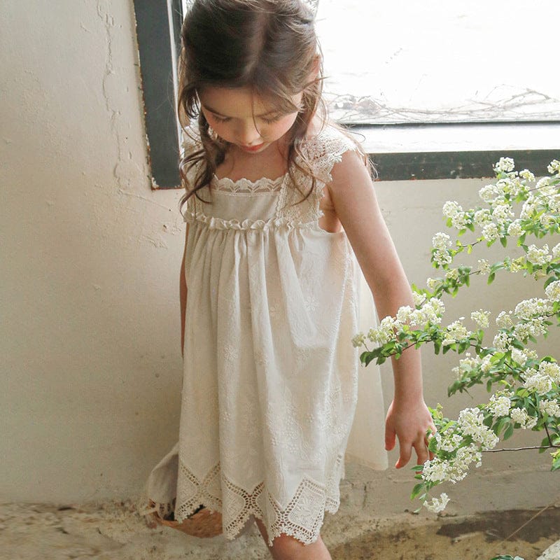 ノースリーブワンピース Beige / 90cm スカラップレースキャミソールワンピース【mh0010298】
