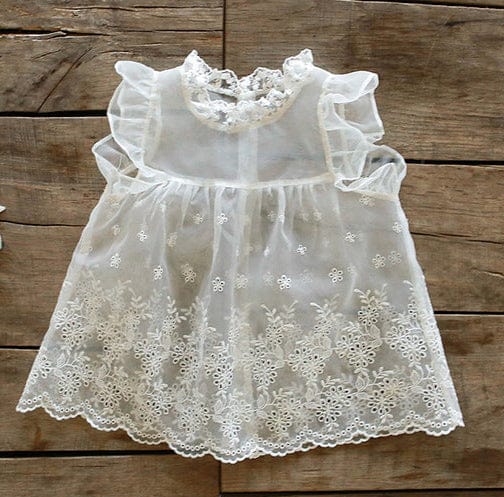 タンクトップ・キャミソール・ノースリーブトップス Beige Apricot / 90cm 刺繍レース重ね着シアーブラウス【mh0010285】