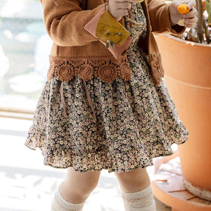 スカート Black / 90cm 小花柄フリルフレアスカートウエストリボン【mh0010820】