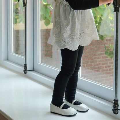 レギンスパンツ Black / 90cm 裾レースリブガーリーレギンス スパッツ【mh0010836】