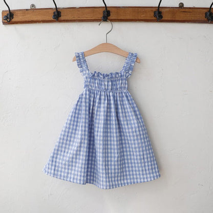 ノースリーブワンピース Blue / 90cm ギンガムチェックノースリーブワンピース【mh0009629】