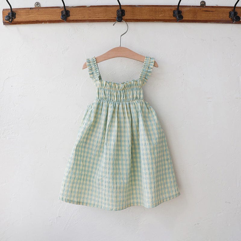 ノースリーブワンピース Green / 90cm ギンガムチェックノースリーブワンピース【mh0009629】