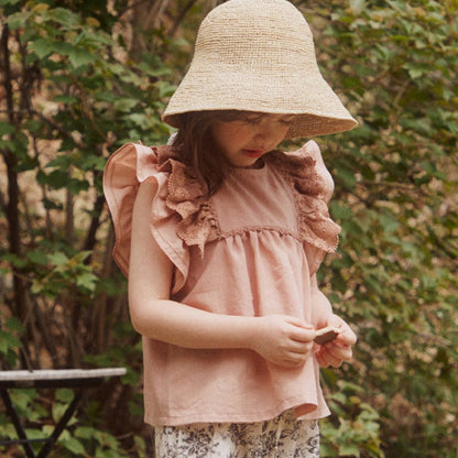 タンクトップ・キャミソール・ノースリーブトップス Leather Pink / 90cm バタフライスリーブサマーブラウス【mh0009651】