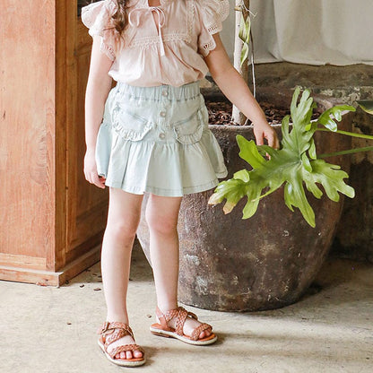 スカート Light Blue / 90cm フリルデニムミニスカート【mh0009645】