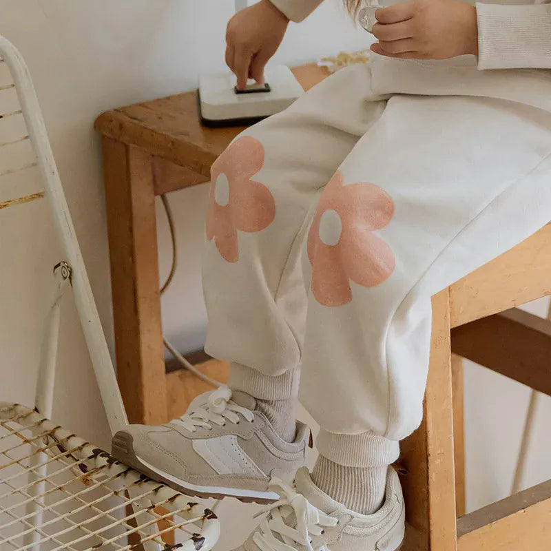 長袖セットアップ キッズトップス/パンツ うさ耳フーディパーカー/フラワーロングスウェットパンツ【mh0008175】