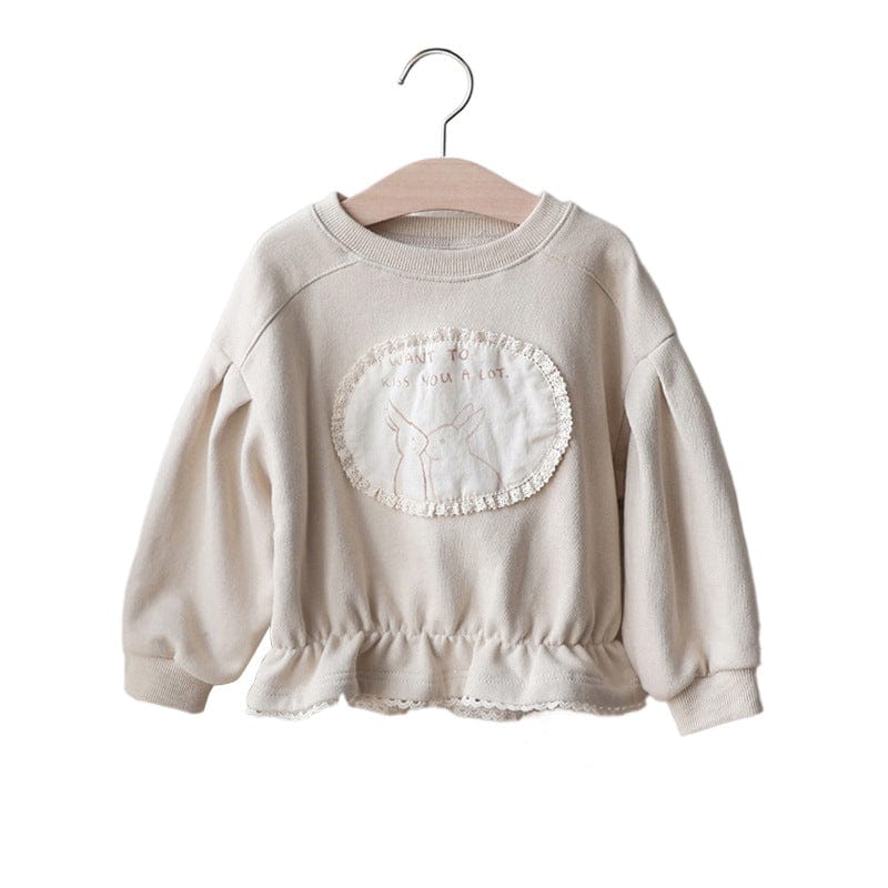 トレーナー・フーディ キッズトップス うさぎバニーアップリケフリル長袖スウェットシャツ【mh0009042】