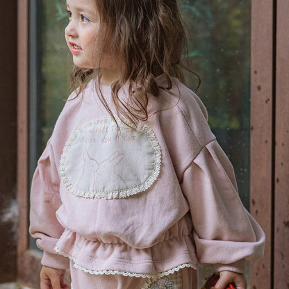 トレーナー・フーディ キッズトップス うさぎバニーアップリケフリル長袖スウェットシャツ【mh0009042】