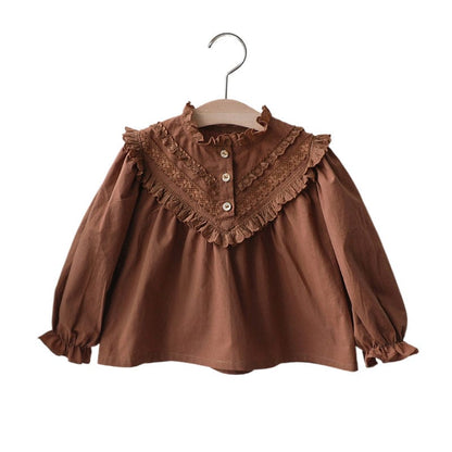 長袖シャツ・ブラウス キッズトップス レースフリル長袖ガーリーブラウス【mh0009046】