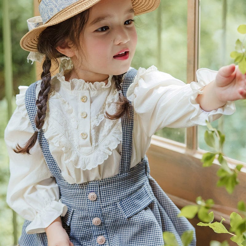 長袖シャツ・ブラウス キッズトップス レースフリル長袖ガーリーブラウス【mh0009046】