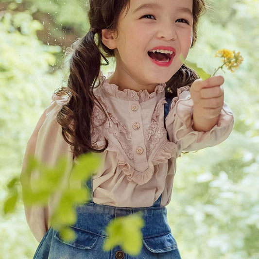 長袖シャツ・ブラウス キッズトップス レースフリル長袖ガーリーブラウス【mh0009046】