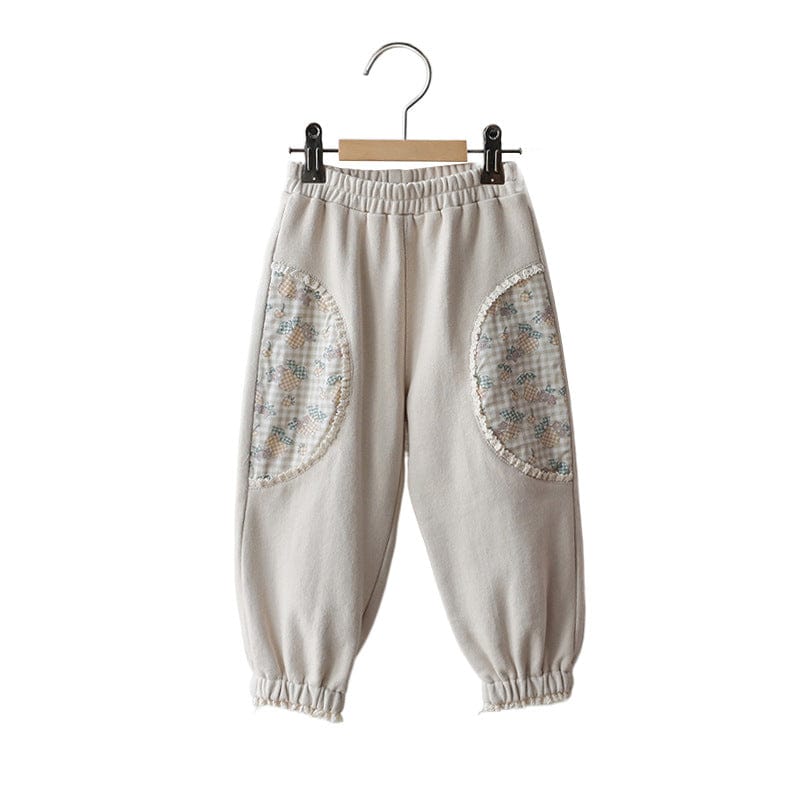 ロングパンツ・スウェットパンツ キッズパンツ フラワーパッチワークロングスウェットパンツ【mh0009050】