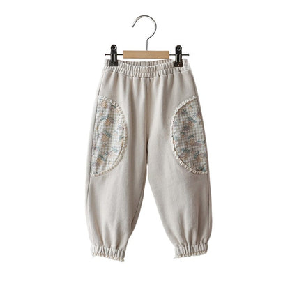 ロングパンツ・スウェットパンツ キッズパンツ フラワーパッチワークロングスウェットパンツ【mh0009050】