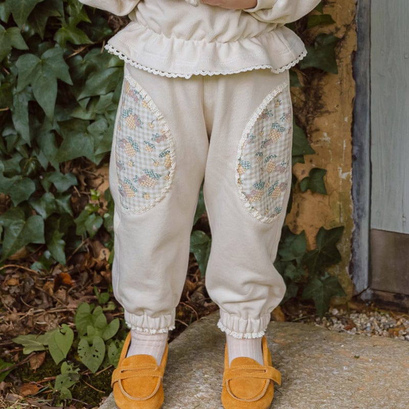 ロングパンツ・スウェットパンツ キッズパンツ フラワーパッチワークロングスウェットパンツ【mh0009050】