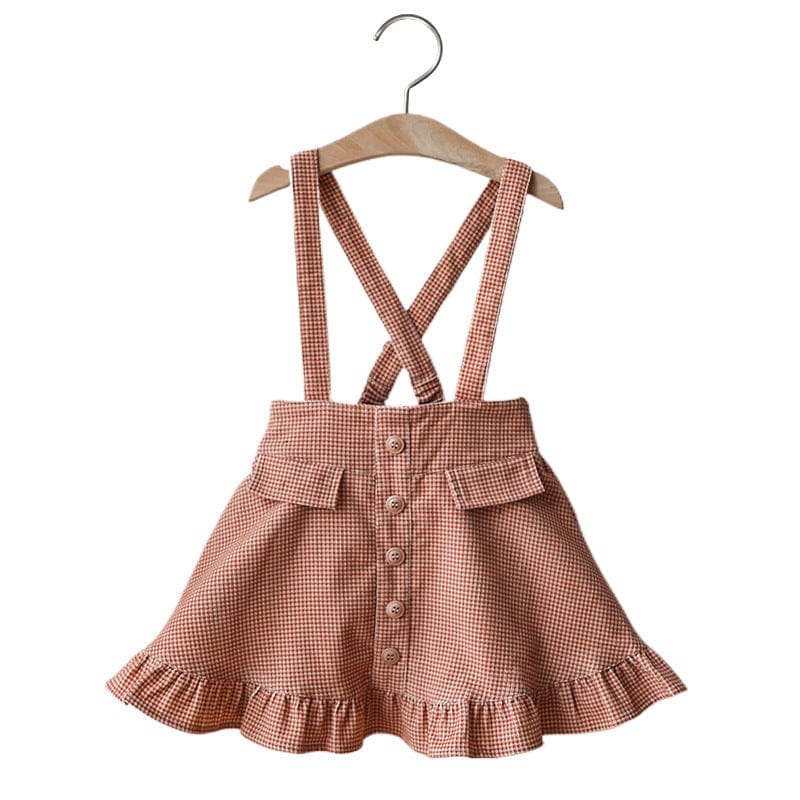 スカート キッズスカート チェック/デニムフリルサスペンダースカート【mh0009054】