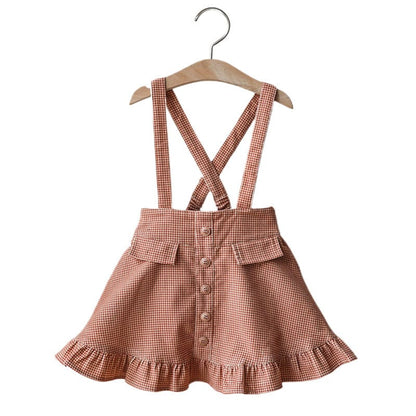 スカート キッズスカート チェック/デニムフリルサスペンダースカート【mh0009054】