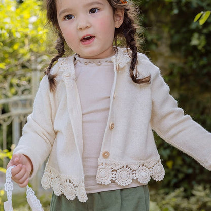 カーディガン・パーカー キッズカーディガン 裾レースニットカーディガンジャケット【mh0009059】