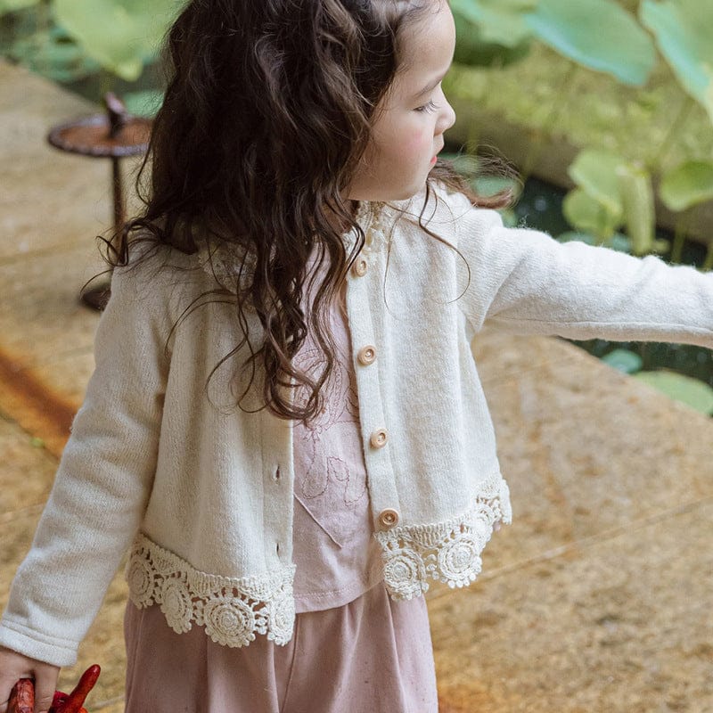 カーディガン・パーカー キッズカーディガン 裾レースニットカーディガンジャケット【mh0009059】