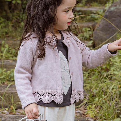 カーディガン・パーカー キッズカーディガン 裾レースニットカーディガンジャケット【mh0009059】